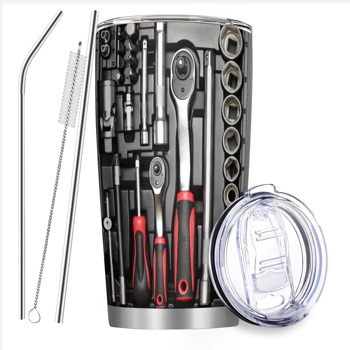 20Oz Stainless Steel Insulated Tumbler WD40 Engine Oil Filter Print Double Walled with Straw and Lid Keep Cold Hot Drink Car Cup